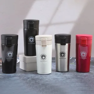 380ml 500ml Wholesale Portable Stainless Steel Insulated Coffee Travel Car Mug with Press Lid
