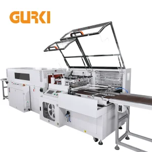 GURKI High-Speed Vertical L-Bar Sealer Automatic Shrink Wrapping Machine POF Film Sealing for Food up 60pcs/min Electric Driven