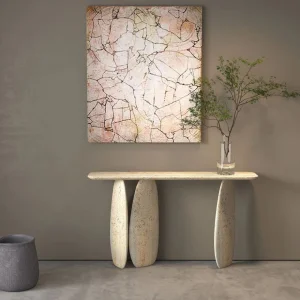 Modern Fashionable Sintered Stone Top Console Table Home Furniture Metal Display Stand for Entryway Living Room for Apartments