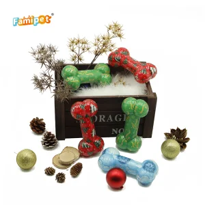 Famipet Manufacturer Wholesale Christmas Durable Dental Toothbrush TPR Bone Dog Chew Toy