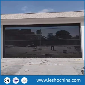 Aluminum Frameless Black Mirror Reflective Flush Tempered Glass Insulated Sectional Garage Door