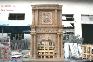 Double Natural Marble Mantel Lion