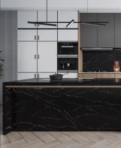 New Design Black Artificial Stone Quartz Silestone Similar High Quality Kitchen Countertop/Wall Easy Clean