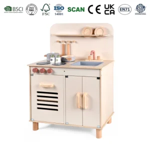Modern Wooden Play Kitchen Set for Toddlers