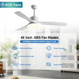 Smart Ceiling Fan Light, Matte ABS Blades, Wi-Fi Control, Works with APP