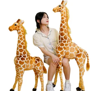 Cross-Border Simulation Giraffe Doll Zoo Mascot Plush Toy Fawn Bear Type PP Cotton Filling Stress Relief Function Wholesale