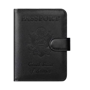 Elegante soporte de pasaporte de cuero unisex y billetera para tarjetas
