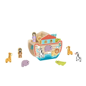 Educational Wooden Noah's Ark Animal Shape Sorter Toy for Kids