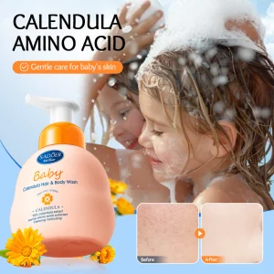 OEM SADOER Wholesale Natural Calendula Amino Acid 2 in 1 Kid Shampoo and Shower Gel Children Care Cleansing Nourishing Body Wash