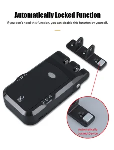 Smart Electronic Fingerprint Password Rim Door Lock Battery Powered Gate Lock Option with Key Remote Control