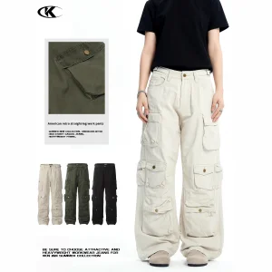 Retro Straight-leg Cotton Cargo Pants