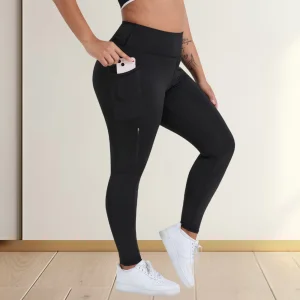 Plus Size Yoga Leggings Zipper Pockets