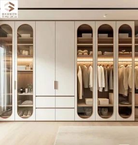 Custom Made Teak Wood Godrej Wholesale Bedroom-Furniture with Drawers Design Home Centre Walk in Corner Linen Closet Modern Plastic MDF Glass Cabinet Wardrobe