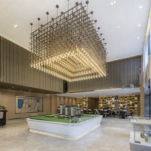 Custom Square Crystal Glass Metal Chandeliers for Property Showroom Mall Reception &amp; Hotel Lobby Lighting-Modern Luxury Design