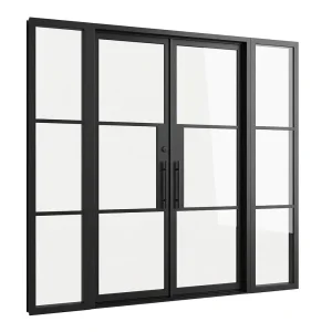 Minimalist French Style Slim Thermal Break Steel Glass Doors with Insulated Foam