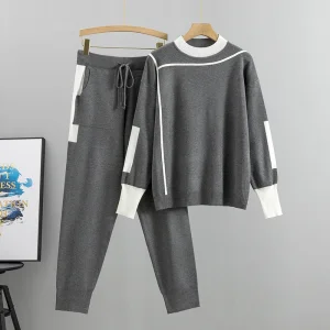 Autumn winter womens elegant knitted set