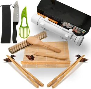 Black Sushi Making Kit Includes Avocado Slicer Rice Paddle for Beginners