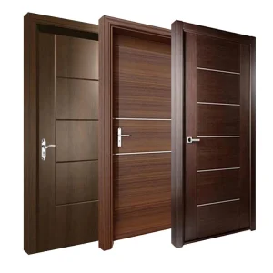 Porta interna de madeira MDF composta para quarto, porta de madeira WPC para casa