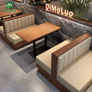 Modern Commercial Restaurant Booth Seating Set with Solid Wood Restaurant Tables and Chairs for Cafe Bistro Fast Food Shop