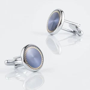 Silver Plated Blue Pattern Cufflinks