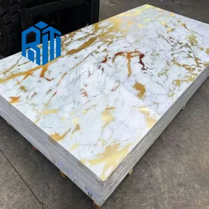 High Glossy UV Coating Marble Sheet Flexible Spc Stone Plastic Composite PVC Marble Wall Panel Board