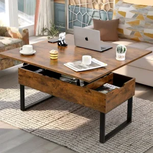 Modern Design Extendable Lift Top Coffee Table with Storage for Living Room Height Adjustable Wooden Tea Table