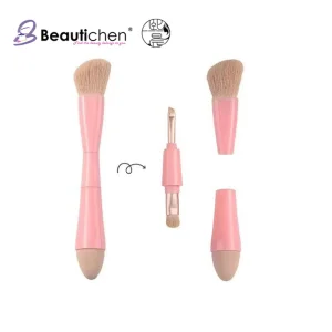 Beautichen 4-in-1 Retractable Makeup Brush - Fast & Flawless Application for Foundation, Blush, Concealer, Portable All-in-One Tool