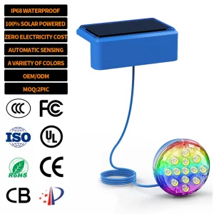 EGH Solar Ultra Thin 1W Waterproof Underwater Submersible Dive Multi Color Changing RGBW Wifi Led Nicheless Pool Light