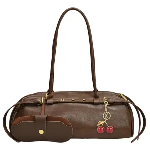 Wholesale PU Leather Casual Retro Handbag Boston Bowling Bag with Glasses Bag Factories, Supplier