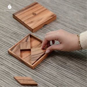Tangram : Wooden Tangram Puzzle Geometric Brain Teaser STEM Educational Wood Toy By SiamMandalay Brand