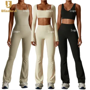 Manufacturer Wholesale Fitness Yoga Wear OEM Blank Tracksuits Women Sport Crop Top Scrunch Butt Yoga Pants Gym Sets for Women