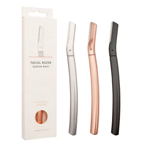 High Quality Women Face Razor Reusable Eyebrow Shaver Rose Gold Stainless Steel Facial Hair Remover Eco Friendly Razor