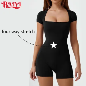Custom Logo Backless Yoga Jumpsuit Butt Lifting Slim Fit Breathable Nylon Spandex Gym Fitness Workout One Piece Bodysuit