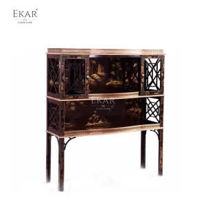 Ekar Dynasty Chinoiserie Luxury Console Hand-Painted English Style Entryway Cabinet