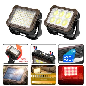 Rechargeable COB LED Work Light Portable Waterproof Emergency Lamp Large Capacity Battery For Road Workshop Repair