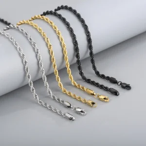 سلسلة مقلية على شكل لفائف، بأسلوب الهيب هوب والروك البسيط والمسيطر، قلادة عصرية من الفولاذ المقاوم للصدأ للرجال والنساء كزوجين