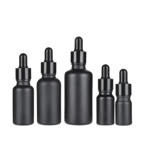 Customize Matte Black Glass 20ml 30ml 50ml Serum Bottle Cosmetic Skincare Packaging Essential Oil Glass Dropper Bottle
