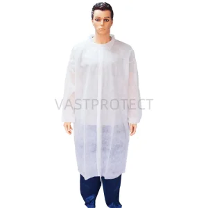 High Quality 100% Polypropylene Visitor Laboratory Coat Jacket Non-Woven PP White Disposable Lab Coat