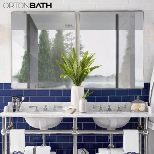 Ortonbath1 Framed Wall Mirror, 26 X 32mm, Black, Traditional Dark Accent Mirror for Home Decor Modern Frame Bathroom Mirror