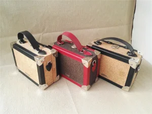 Estuche de maquillaje vintage de corcho