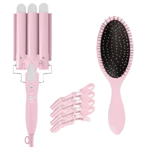 Triple Barrel Hair Waver with 1PC Brush and 4PCS Alligator Clips