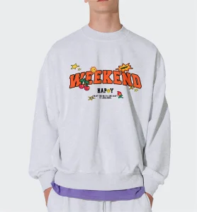 2022 Spring and Summer New Cartoon Letters Round Neck Sports Casual Sweater Men′ S Couple Wear