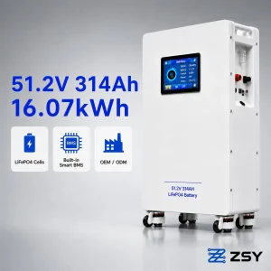 51.2V LiFePO4 Banco de Baterias com 16.07kwh Armazenamento de Energia