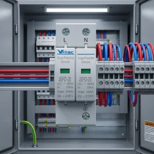 SPD 2P Surge Circuit Protector 20KA-60KA 220V-385V AC