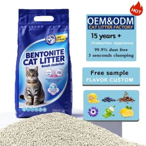 Bentonite Cat Litter OEM Supplier of High-Quality Dust-Free Easy Clean and Strong Clumping Sodium Clay Cat Sand Nala Arena Para Gatos