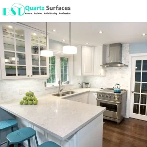 Popular Grey Veined Engineered Quartz Stone for Countertops