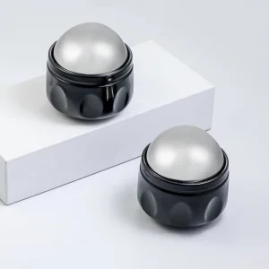 Black Handheld Hot Cold Freeze Facial Massager for Sore Muscles Pain Relief Massage Ball Roller for Face &amp; Back