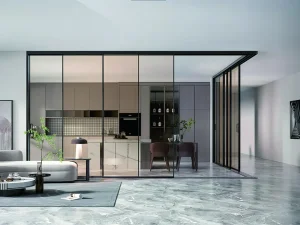 China Minimalist Sliding Door Suppliers - Factory Direct High-Quality Bi-Directional Glass Design for Large Spaces