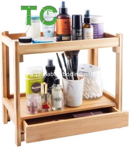 Organizador de Maquillaje de Bambú, Estante de Exhibición, Estante de Almacenamiento, Organizador de Escritorio para Baño