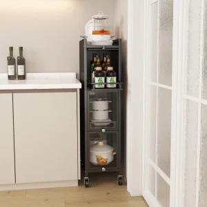 Functional Multi-Layer Optional Refrigerator Gapfloor Standing Storage Rack for Utensils and More